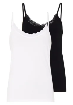 2 PackTopWhite/Black Donna T-shirt E Top EVI21D006-A11