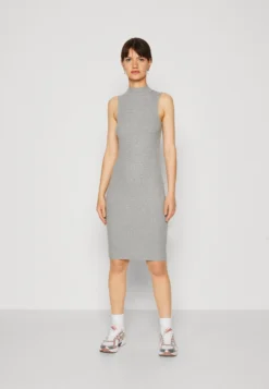Even&Odd Perkin Neck Midi Bodycon DressVestito Di MaglinaMottled Grey Donna Vestiti EV421C1DK-C11